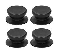Pomos de Repuesto para Tapas de Ollas, 4 Piezas, Plástico Fenólico Negro, 4 x 2,5 cm, Base 4,5 cm, Instalación con Tornillos de 5mm, para Utensilios de Cocina