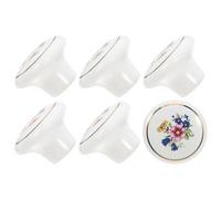 Pomos Decorativos de Cerámica de Color Claro para Armarios, 6 Uds