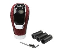Pomos Palanca Cambios Perilla Cambio Universal 5 Velocidades Cuero Para Transmisión Manual Antideslizante Diseño Ergonómico Accesorios Para Automóviles Palanca Velocidad Coche(Black-Red Leather)