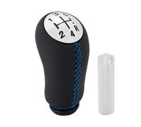 Pomos Palanca Coche Pomo cambio 5 velocidades Para Clio III Megane II Scenic II Kangoo 2002-2009 cuero plástico(Blue stitching)