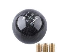 Pomos para palanca coche Perilla De Cambio De Marchas Circular Universal Fibra Carbono Para Coche Con Forma Bola Redonda Mango Palanca Cambios AT MT Color Negro(5 Speed)