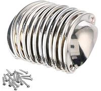 Pomos Puerta Retro Hierro, NACLY Tiradores para puertas de armario, Forma de Concha, Manijas del Gabinete con Forma de Media Luna con Tornillos, 82mm (12 Piezas, Cromo)