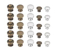 Pomos Redondos 5 piezas de perilla de metal con tornillo, anillo redondo con múltiples ranuras, tirador mini de 10/12 mm, botón abultado de bronce/plata, decoración de gabinete de cocina, cajón (D)(A)