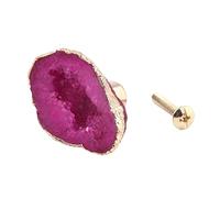 Pomos Redondos Manija de cristal, perillas de gabinete, 1 pieza de piedra natural áspera, manija de latón y cristal, cajón con cara sonriente, dientes de cristal transparente (color: rojo) (color: roj