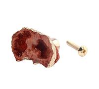 Pomos Redondos Manija de cristal, perillas de gabinete, 1 pieza de piedra natural áspera, manija de latón y cristal, cajón con cara sonriente, dientes de cristal transparente (color: rojo) (color: roj