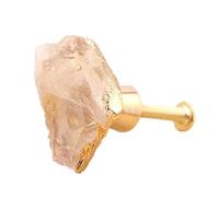 Pomos Redondos Manija de cristal, perillas de gabinete, 1 pieza de polvo de amatista natural, cristal de fluorita, mango de cajón de cobre puro dorado (color: amatista) (color: amatista) (color: rosa)