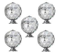 Pomos Redondos Manija de cristal, perillas de gabinete, 5 piezas de 30 mm, perillas redondas de cristal de diamante for gabinete, tirador de cajón, puerta de cocina, herrajes for armario, cajones, apa