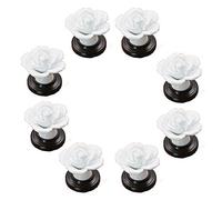 Pomos Redondos Perillas de gabinete, perillas de puerta pequeñas, 8 piezas, perilla de puerta de cerámica con flor de rosa roja encantadora, perillas con base negra for cajones, armarios, etc. de la h