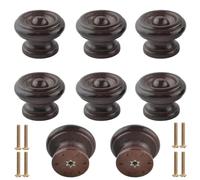 Pomos Y Tiradores 8 Piezas Tirador Y Tirador De Cajonera Redondo De Madera Tirador De Mueble De Tv Chino Vintage,Ab34 Marrón Oscuro