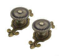 Pomos y tiradores antiguos de aleación de zinc redondos para muebles, de un solo agujero, color bronce o negro, manijas de puerta y cajón para armarios de cocina, cajas de zapatos con (2 bronces)