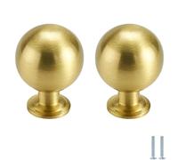 Pomos Y Tiradores De Cocina Redondos De Latón 2Piezas - Pomo Para Puerta De Armario Cajón - Manija De Latón Puro Cromado Dorado Diámetro De Bola 28mm