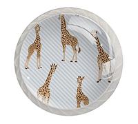 Pomos Y Tiradores Infantiles Jirafa Tiradores Para Muebles Impresión Pomo Para Muebles Cristal Tirador De Armario Perilla De La Puerta 4 Piezas 3.5×2.8CM