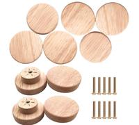 Pomos Y Tiradores Tirador Plano Redondo De Madera De Caucho 10 Piezas Y Tirador De Cajón Tirador De Madera Herrajes Para Muebles,Diámetro 40mm