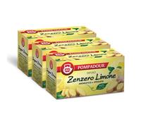 Pompadour, Infusión de jengibre y limón, 60 filtros (3 paquetes de 20 filtros), aromático y especiado, 100% natural, sin lactosa, gluten ni alérgenos, vegano