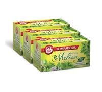 Pompadour, Infusión de melisa, 60 filtros (3 paquetes de 20 filtros), relajante y relajante, ideal para la noche, 100% natural, sin lactosa, gluten ni alérgenos, vegano