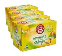 Pompadour | Jengibre con Mango | Infusión | Sabor Vigorizante y Afrutado | 20 Bolsitas de 2,25 Gr (Paquete de 4)