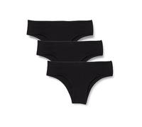 Pompea 3 Bragas de Mujer de algodón elástico, Bragas de Tejido Jersey con Costuras Planas, Negro, S