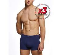 POMPEA 3 Calzoncillos Tipo bóxer para Hombre de Suave Microfibra, Acabado Acanalado, Bragas para Hombre elásticas, New Navy, Small-Medium