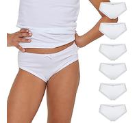 POMPEA 6 Bragas de niña de algodón, Slip de Suave Tejido Jersey elástico con Costuras Planas, Color Blanco., 4-5 Años