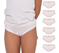 POMPEA 6 Bragas de niña de algodón, Slip de Suave Tejido Jersey elástico con Costuras Planas, Rosa, 4-5 Años