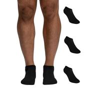 POMPEA Algodón Calcetines de Tobillo, Negro, 43-46 (Pack de 3) Hombres
