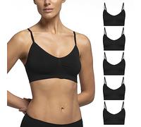 POMPEA Brassiere sin Costuras Sujetador, Negro/Blanco, S-M para Mujer