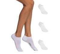 POMPEA Cotton Calcetines Tobilleros, Blanco White White 0024, 39-42 (Pack de 3) Mujeres
