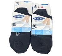 POMPEA Pack 6 pares de fantasmas hombre azul negro blanco algodón (6 pares negros - 39/42), Negro, 39-42