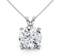 Pompeya - Colgante de diamante solitario de 1 quilate, oro de 14 quilates, cultivado en laboratorio, collar de 45,7 cm (EF, VS), 18", Oro amarillo, Diamante creado.