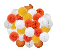 Pompón de papel 30 piezas de decoración navideña for festivales, farolillos papel azul y blanco 15, 20, 25 cm, for fiestas cumpleaños, como pompones colgantes(Orange Set,6inch 15cm)