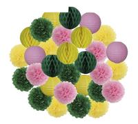 Pompón de papel 30 piezas de decoración navideña for festivales, farolillos papel azul y blanco 15, 20, 25 cm, for fiestas cumpleaños, como pompones colgantes(Pink Green Yellow,8inch 20cm)