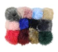 Pompón de piel sintética, 13 pompones de pelo, pompón para gorro, pompón de pelo con goma elástica para manualidades, sombreros, bolsos, bufandas, zapatos, llaveros, manualidades (8 cm)