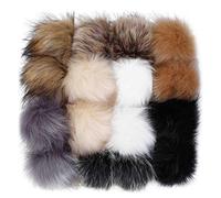 Pompón de Piel Sintética Bola Grandes 16 Piezas para Llaveros Bolsos, Accesorios Desmontables Tejer Sombrero de Lana de Punto Gorro de Invierno 10cm/ 8 Colores