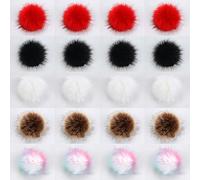 Pompón De Piel Sintética Bola Pompones De Pelo Desmontable Pompones De Pelo 5 Colores Pompón De Piel De Bricolaje para Sombreros, Zapatos, Bufandas, Decoración De Navidad, Bolsos, Llaveros (20 Piezas)