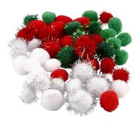 Pompones D: 15+20 mm, verde, blanco, rojo, 48asstd
