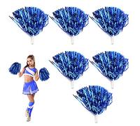 Pompones de Animadora, Pompones de Porrista con Mango 6 Colores, 6 piezas Cheerleader Pom Pom Pompones de baile para eventos deportivos, fiestas, actuaciones escénicas, celebraciones festivas (Azul)