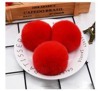 Pompones de piel sintética y peluche, 30 unidades, 8 cm, color rojo, para manualidades, gorros, bolsos, colgantes, llaveros