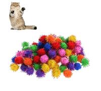 Pompones de purpurina - chispas de alegría sin caos | Pompones multicolores brillantes para bricolaje | Juguetes para gatos para un tiempo de juego emocionante, 100 bolas de 1,5 cm, resistentes