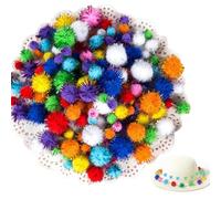 Pompones de Purpurina, Pompones de Manualidades con Brillo, 500 Piezas, 5 Tamaños Variados, Colorido, Ideal para Manualidades, Regalos, Recuerdos y más para niños