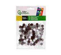 Pompones manualidades de colores liderpapel 1 cm tonalidades neutras bolsa con 120 unidades.
