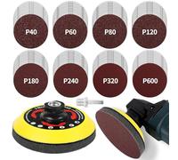 Pomsare Kit de discos de lija con de 125 mm, 80 unidades de papel de lija con almohadilla de lijado M14 y vástago