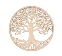 Pomurom Árbol de la Vida Decoración de Pared de Madera, 28cm Símbolo Espiritual de Geometría Sagrada para Meditación Yoga, Escultura de Pared para Decoración del Hogar Dormitorio Sala de Estar