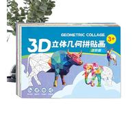 Pomurom Kit de Collage para Niños | Juguete Educativo Interactivo de Papel | Kit de Arte de Collage Geométrico,para jardín de Infancia Escuela guardería