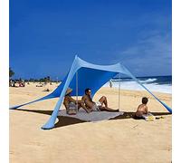 Pomurom Playa Familiar Plegable, UPF50 Refugio Solar Playa con Anclas y Postes Aluminio y Bolsa Transporte, Campaña Playa, Toldo Parasol Portátil para Camping Pesca Picnics