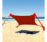 Pomurom Playa Familiar Plegable, UPF50 Refugio Solar Playa con Anclas y Postes Aluminio y Bolsa Transporte, Campaña Playa, Toldo Parasol Portátil para Camping Pesca Picnics
