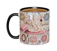 Pomurom Taza con Estampado Yoga - Taza de cerámica temática de yoga de 330 ml novedosa,Tazas de Café Originales,para Clima Frío, Picnic, Senderismo, Acampada en Casa, Cerveza, Whisky