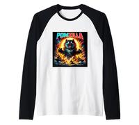 Pomzilla Pomeranian Dog Funny Boys Girls Disfraz Monster Pom Camiseta Manga Raglan