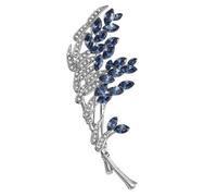 Pon de broche de ramo de hoja de flores de rehinestones de flores de bridación de flores de aleación, accesorios de encanto de ropa nupcial para mujeres (color: azul, tamaño: 2.5 "x 1.0")
