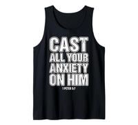 Pon Toda tu ansiedad en él 1 Pedro 5:7 Escritura bíblica Camiseta sin Mangas