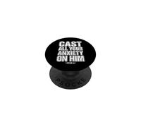 Pon Toda tu ansiedad en él 1 Pedro 5:7 Escritura bíblica PopSockets PopGrip Adhesivo